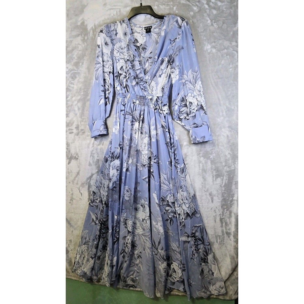 Kate & Lily Maxi Dress Womens 6 Purple Floral Smocked Waist Lined To Knee Flowy